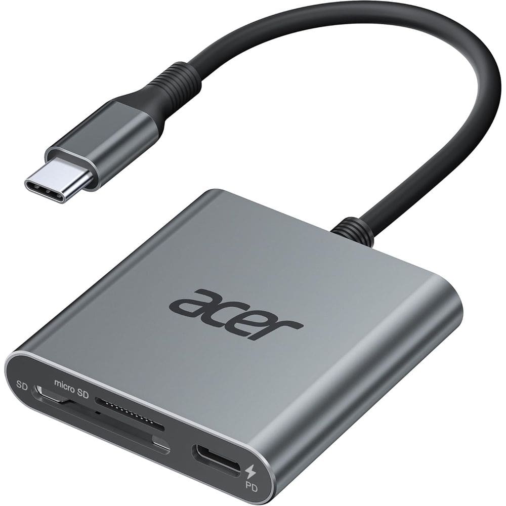 Leitor de cartões Acer SD 4.0 UHS-II Micro SD USB-C com porta PD de 100W