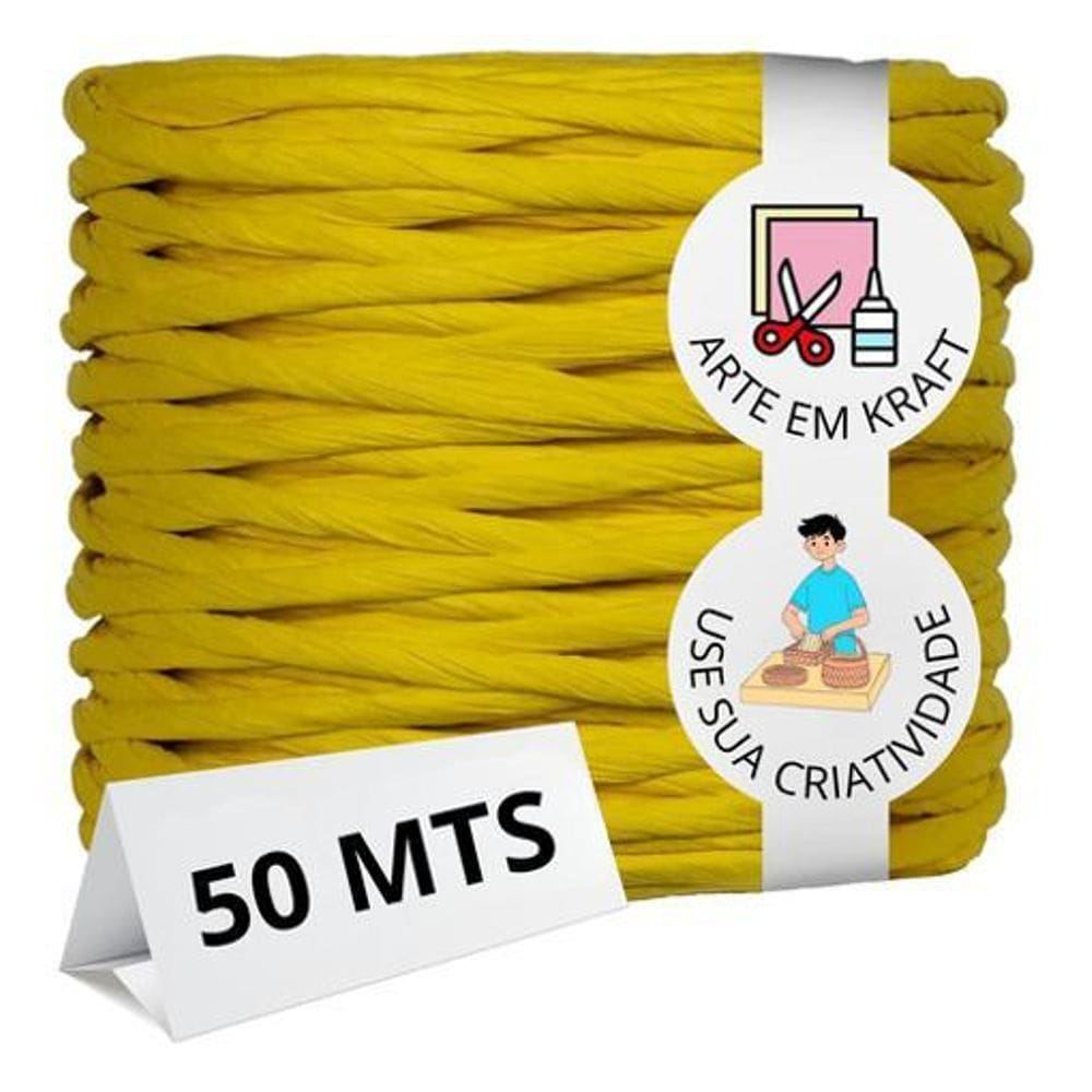 50Mts Cordão Retorcido De Papel Para Artesanato Amarelo