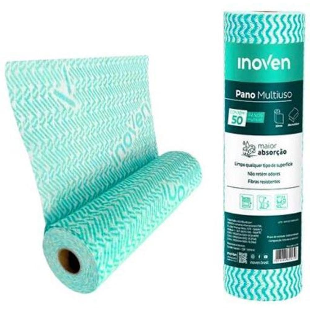 Pano Multiuso Verde - Rolo Com 50 Unidades Inoven
