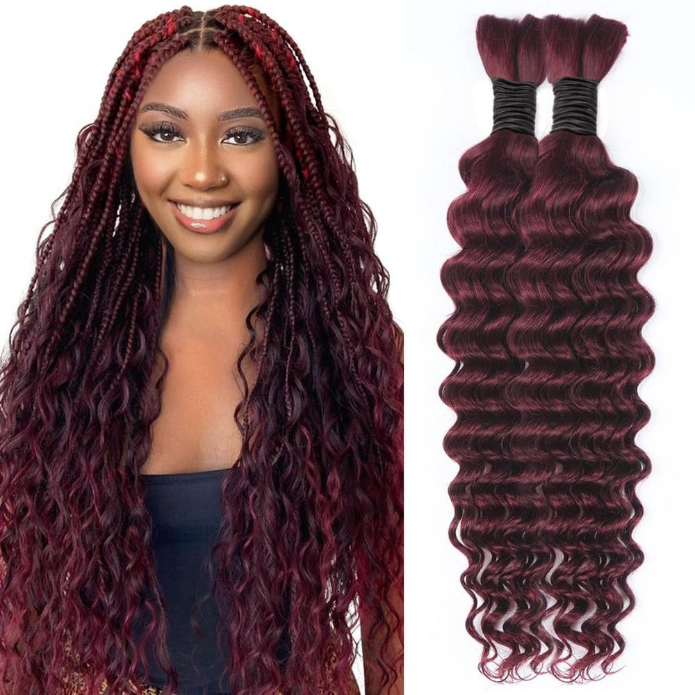 Cabelo a granel para trançar Slide-Ex Burgundy Deep Wave 22
