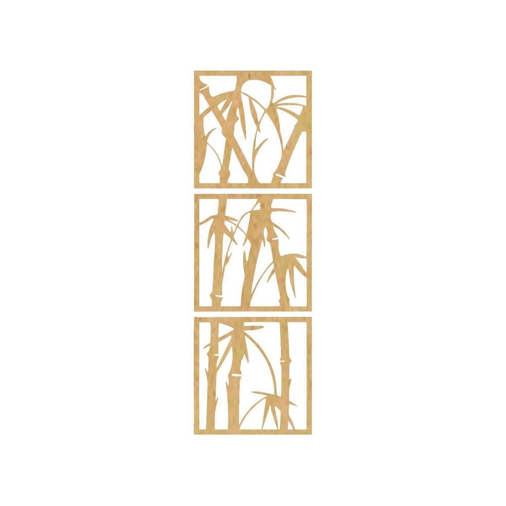 Quadro Decorativo Mdf Cru Decorativo Bambú 40X20Cm