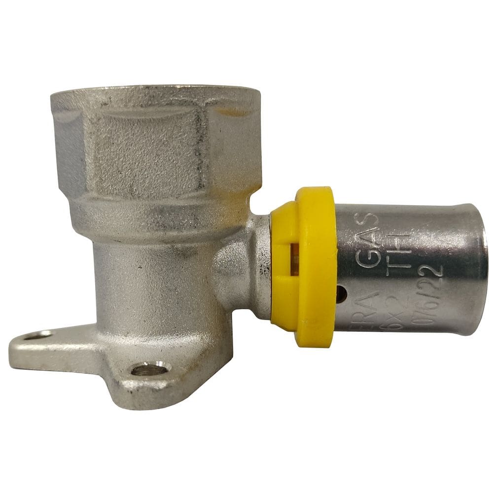 Cotovelo Fêmea Flange Prensar Gás 16MMX1/2” Multicamada Sferagas Kit com 6 unidades