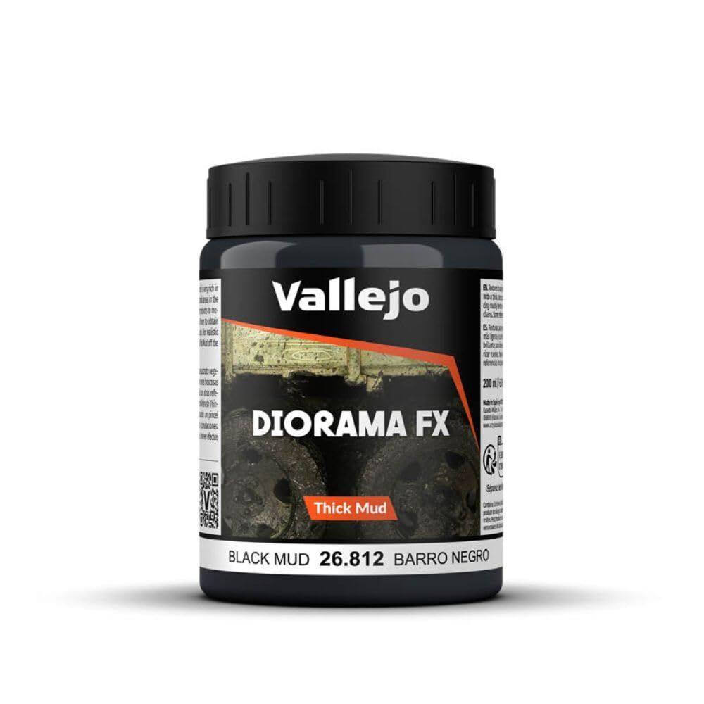 Cor acrílica Vallejo Diorama FX Thick Mud Black 200mL