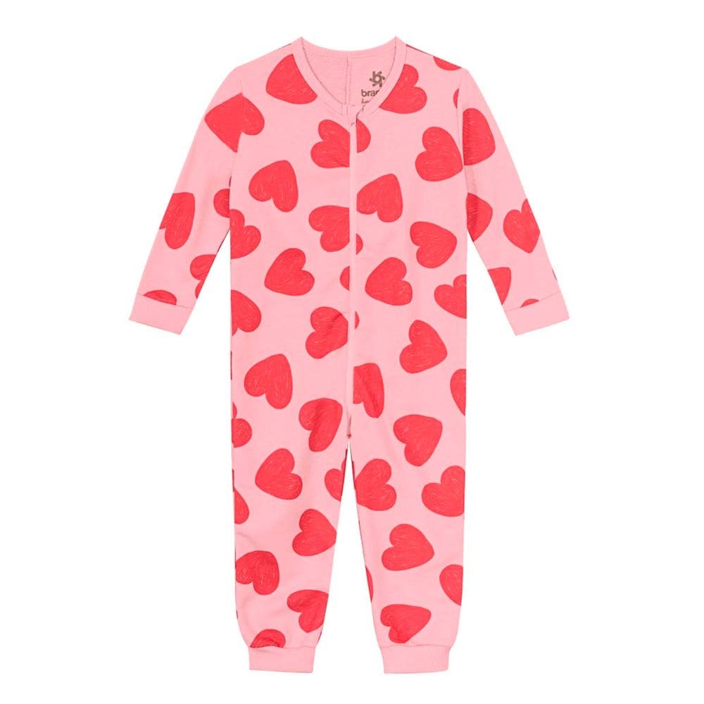 Macacão pijama infantil moletom Brandili Rosa