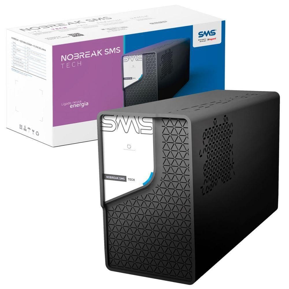 Nobreak 1400va Sms Tech, Entrada Bivolt Automático, Saída 115v, 8 Tomadas - 29305