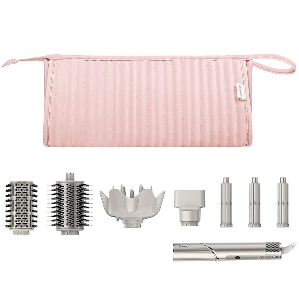 Mala de viagem Lexeeco Dyson Airwrap com secador de cabelo Shark rosa