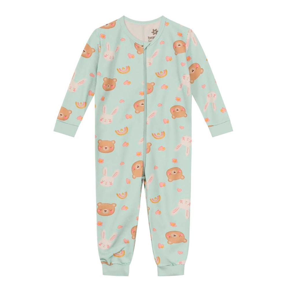 Macacão pijama infantil moletom Brandili Verde