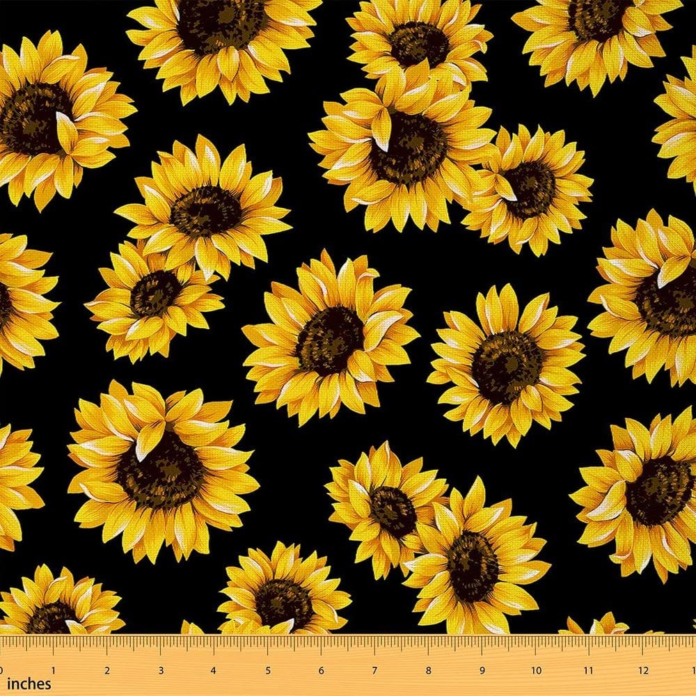 Tecido Castle Fairy Fall Sunflower 100% poliéster 1m
