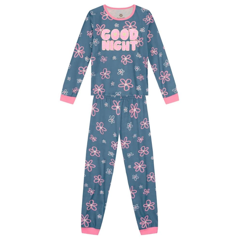 Pijama brilha no escuro infantil menina Brandili Azul
