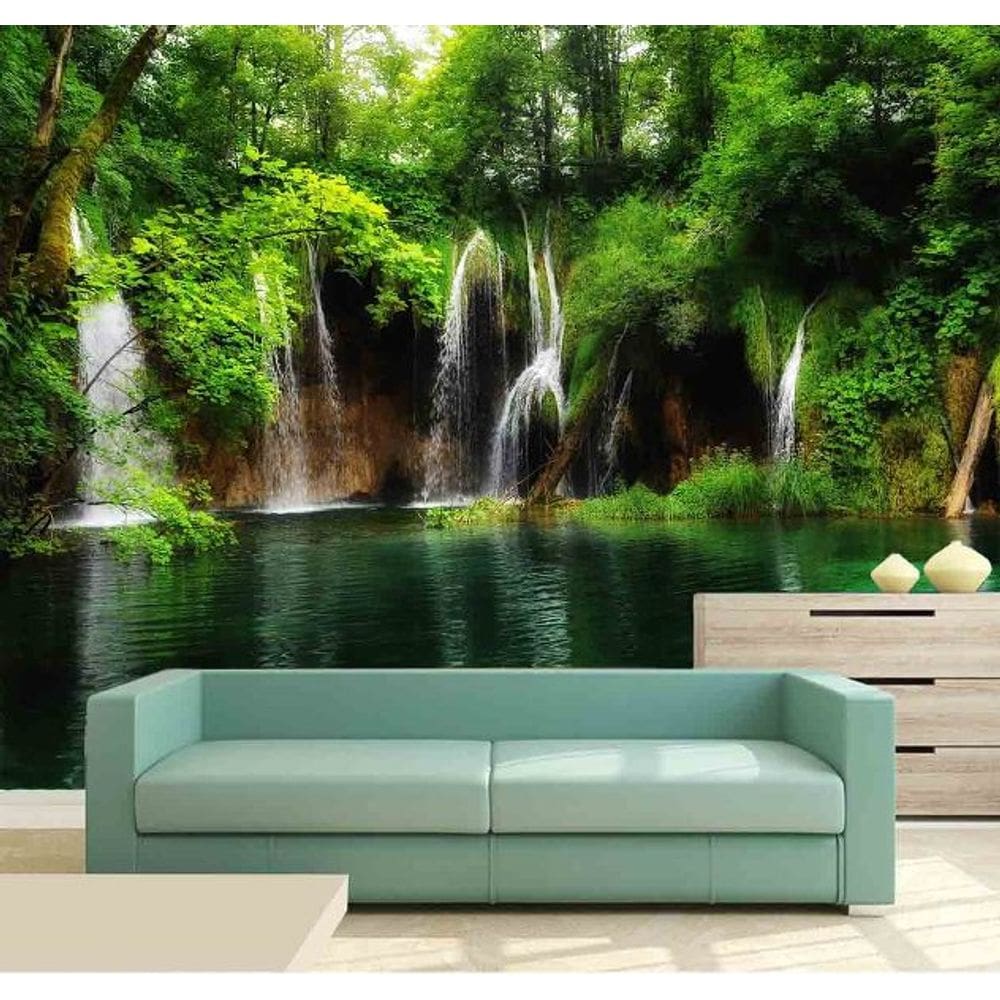 Papel Parede Painel Fotográfico Cachoeira 3D 3,75M² Na 024