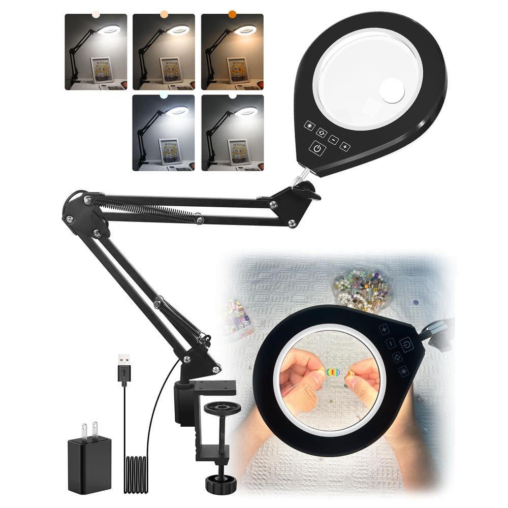 Lupa NAKOOS 10X e 5X com luz, lâmpada de mesa branca