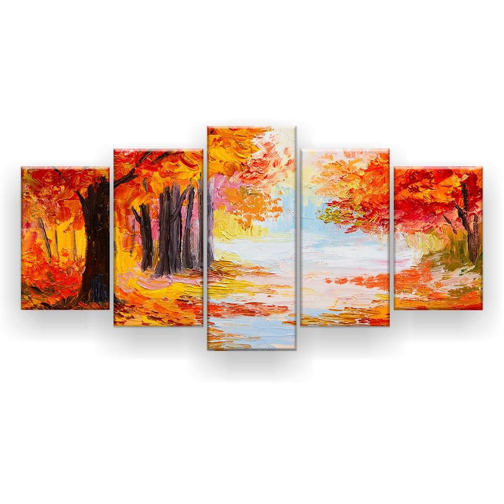 Quadro Decorativo Pintura Passagem Outono Folhas Laranjas 12