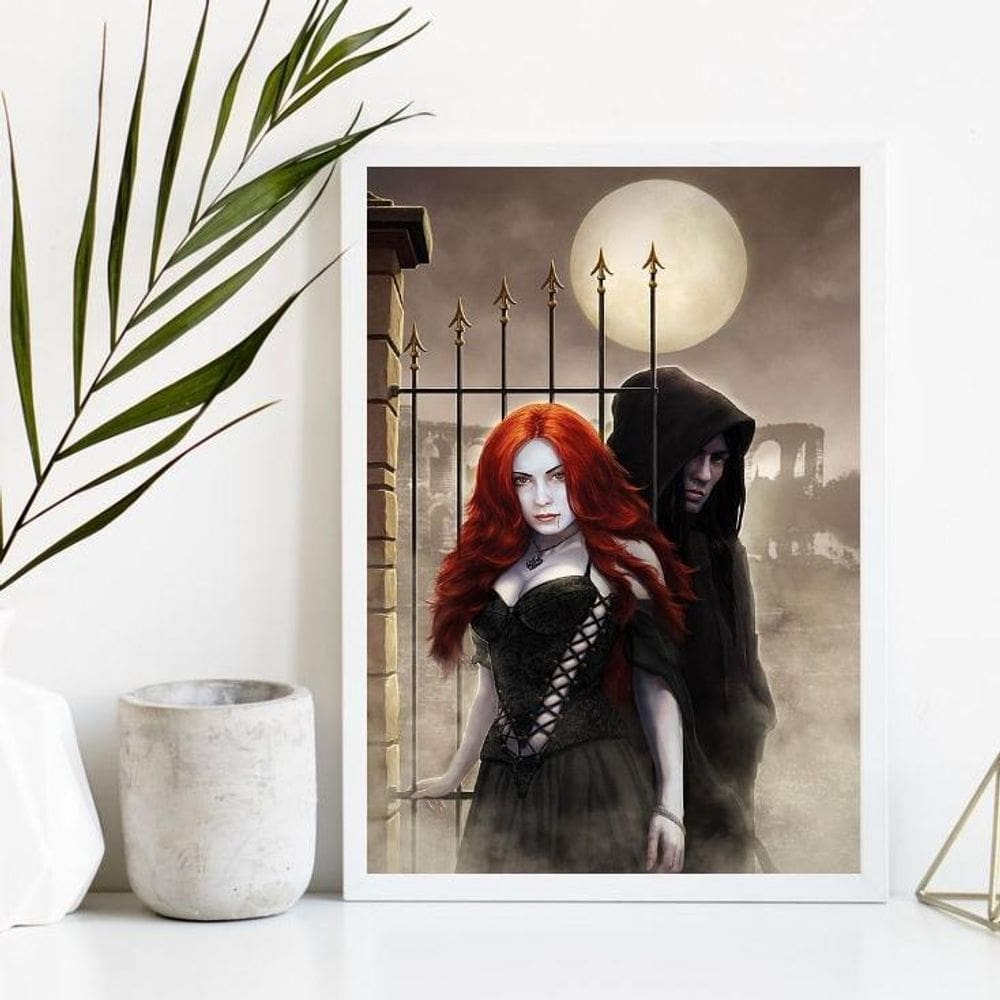 Quadro Decorativo Exu Pombagira 45X34Cm Vidro Moldura Pret
