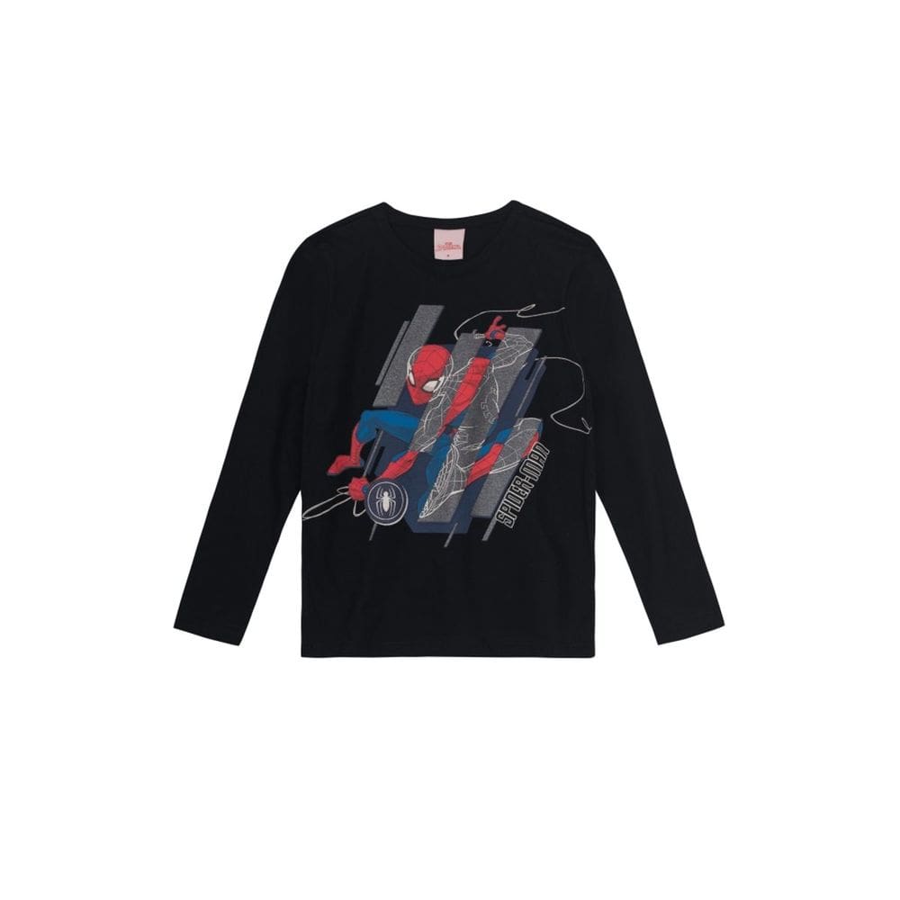 Camiseta Infantil Spider Man Preto Brandili