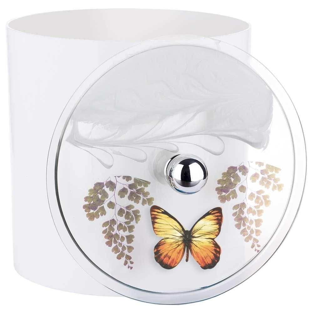 Lixeira Decorada Borboleta Branca com Borboleta Azul