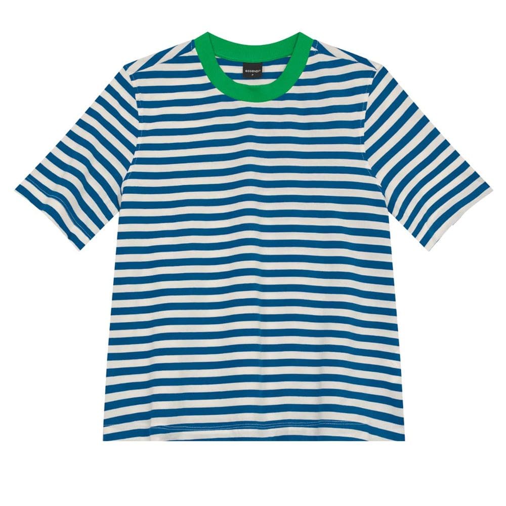 Blusa feminina listrada collab Essendi e Brandili Azul