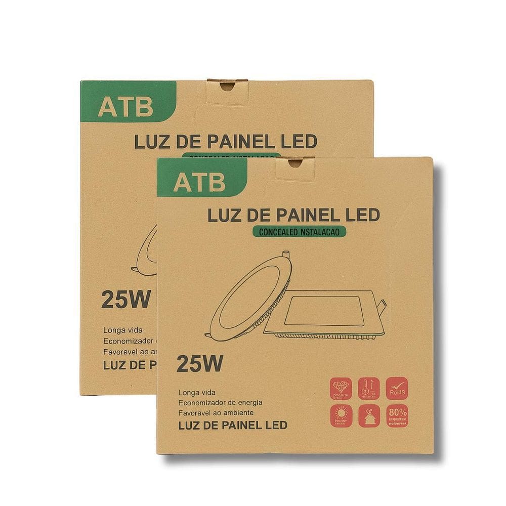 Kit 2 Painel De Led Atb 25W Economizador De Energia Premium