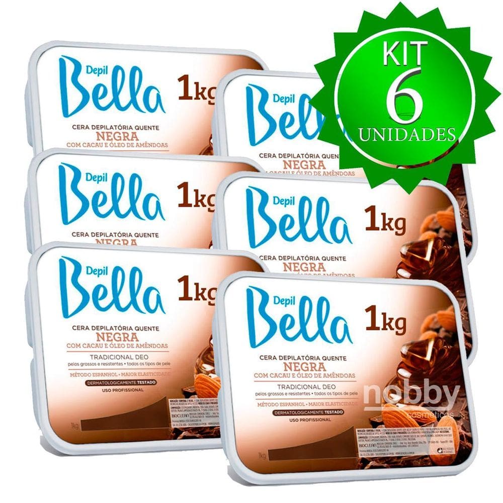 Kit 6Un Cera Depilatória 1Kg Negra Depil Bella Profissional