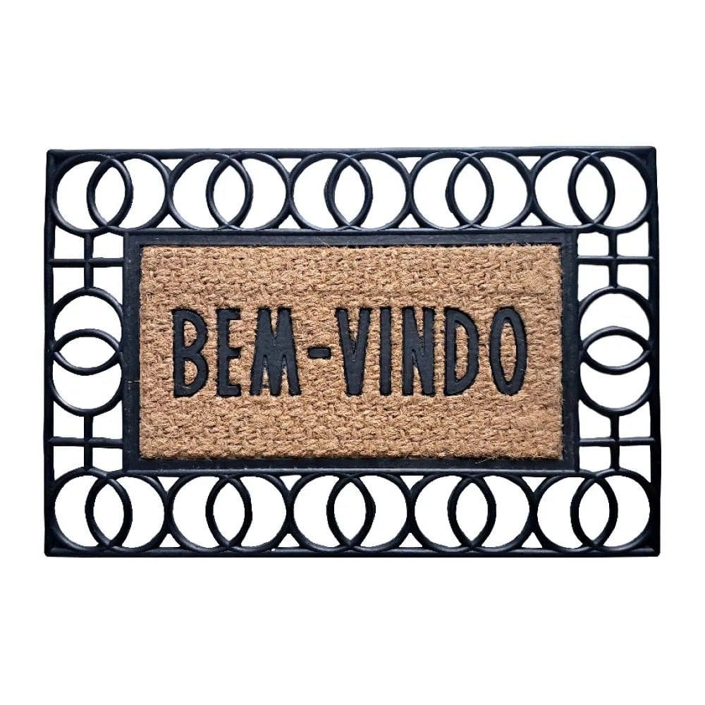 Capacho Borracha Frame E Fibra De Coco 60x40cm - Circulos