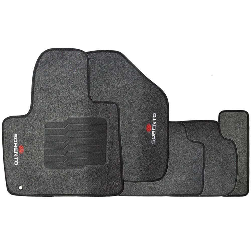 Jogo de Tapete Automotivo Carpete Sorento 2010 à 2013 Soft Logo Bordado 5 Peças