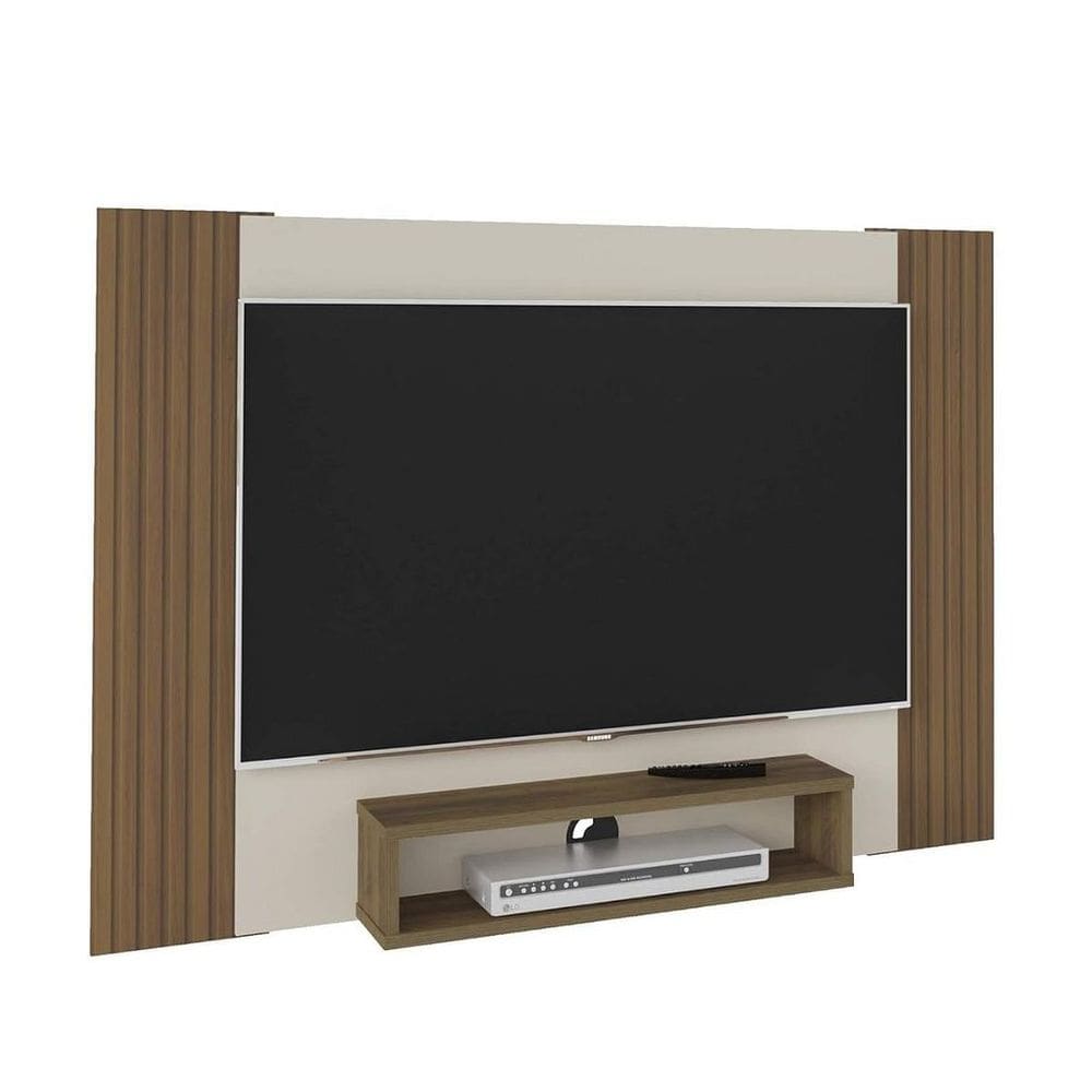 Painel para TV Cine Ripado Pinho com Off White | Artely