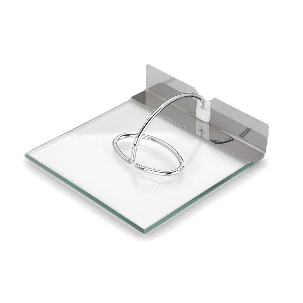 Porta Guardanapos De Mesa Slim Base de Vidro e Aço Inox 18cm