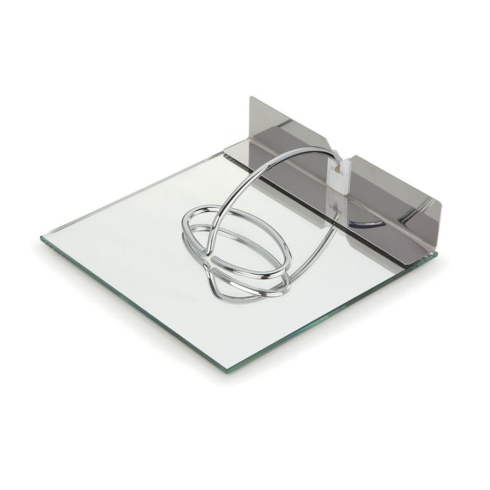 Porta Guardanapos Slim em Vidro Espelhado Aço Inox Mesa 18cm