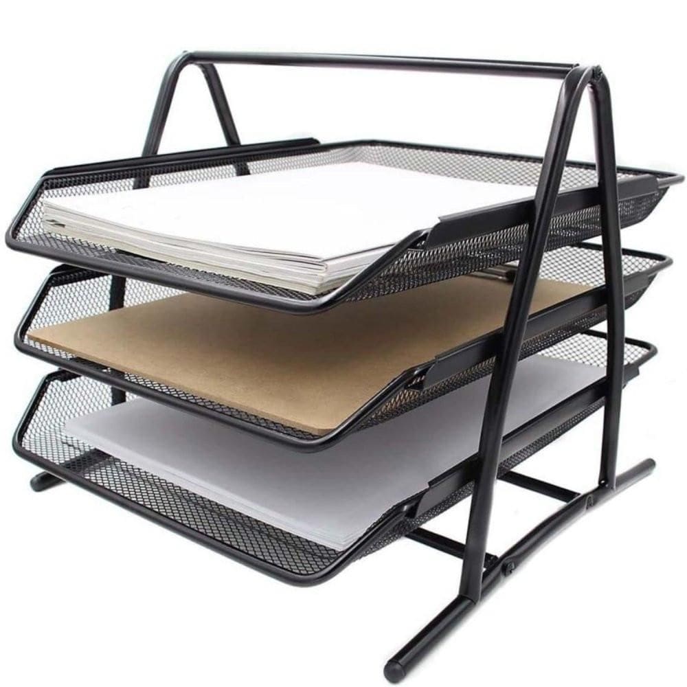 Organizador De Papéis Com 3 Bandejas - Preta