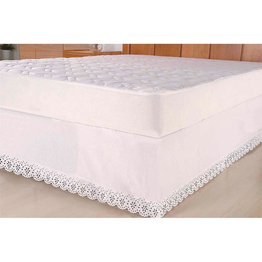 Saia Para Cama Box Colchobox Ajustavel Riollen Elasticada Solteiro Casal Queen Branca