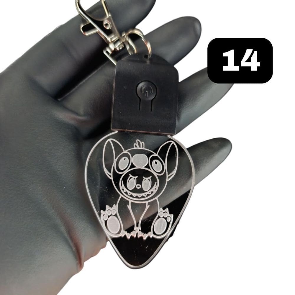 Chaveiro Boneco Labubu Acrílico Led Rgb Recarregável 7 Cores