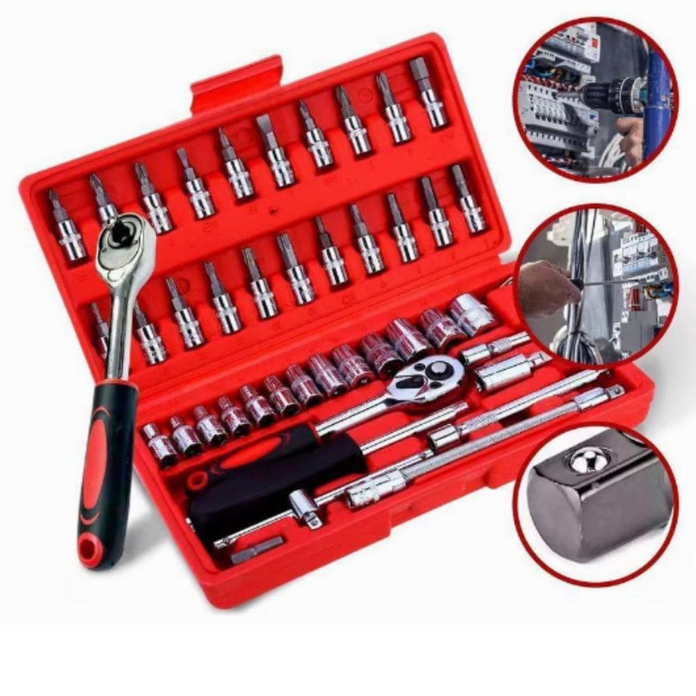 Kit De Ferramentas Com Catraca Reversível Alta Resistência