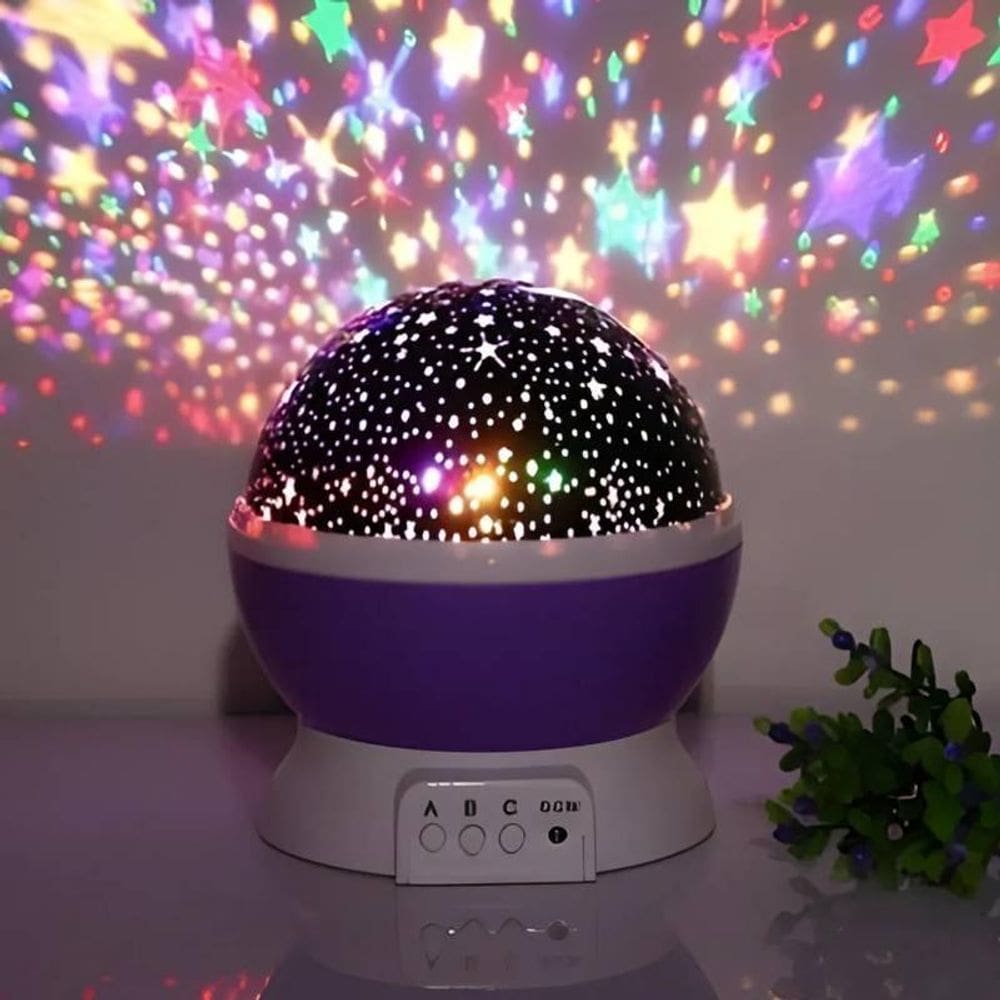 Luminária Projetor Estrelas 360º Abajur Star Master Roxo