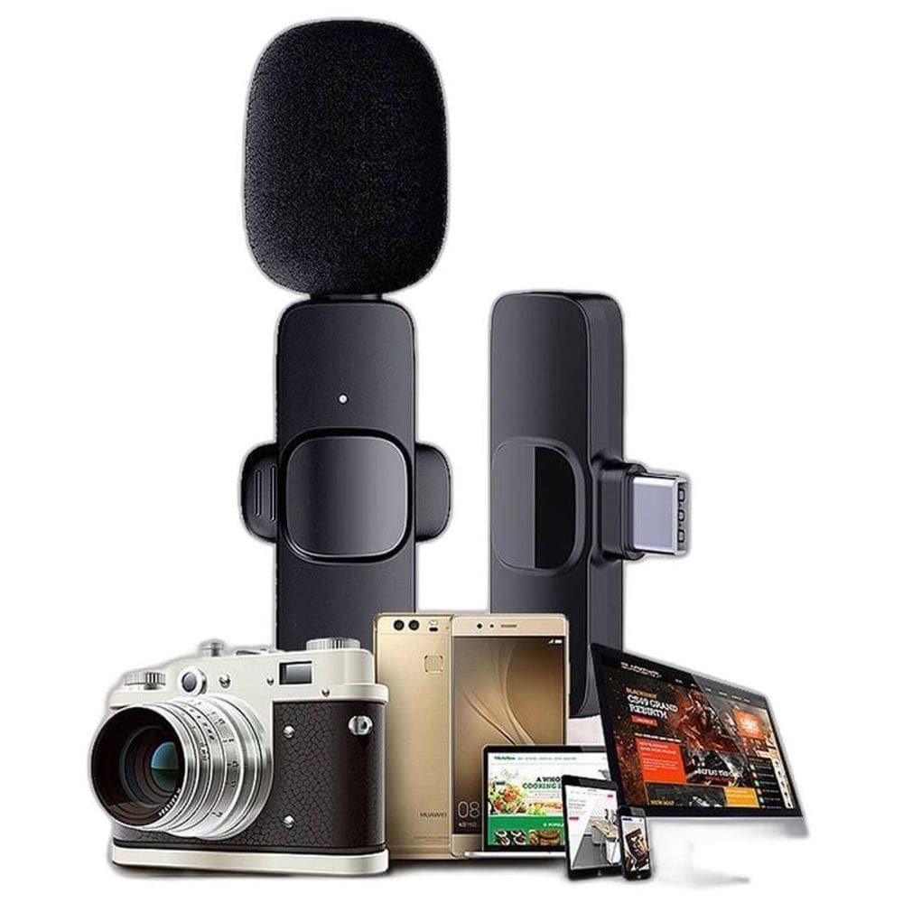 Microfone Lapela Wireless Sem Fio Conexão Usb Tipo C