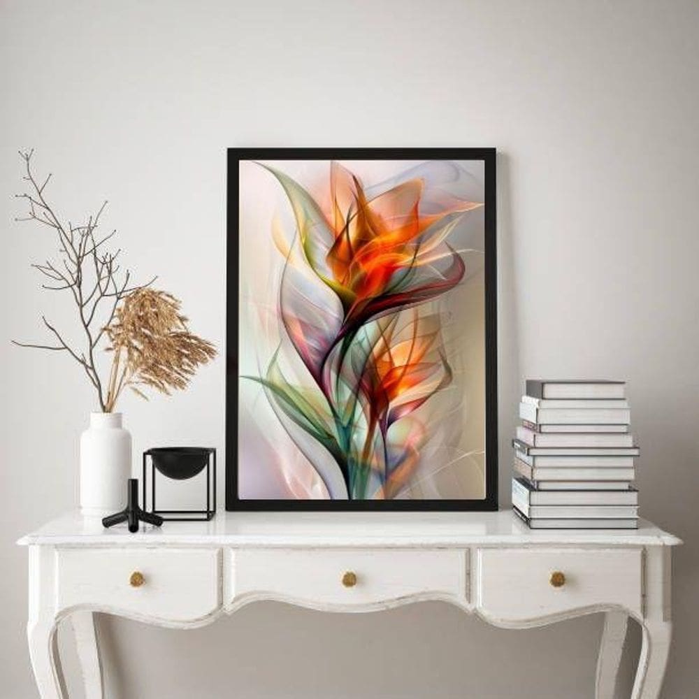 Quadro Flores Elegantes Transparência Colorida 24X18Cm Vidro
