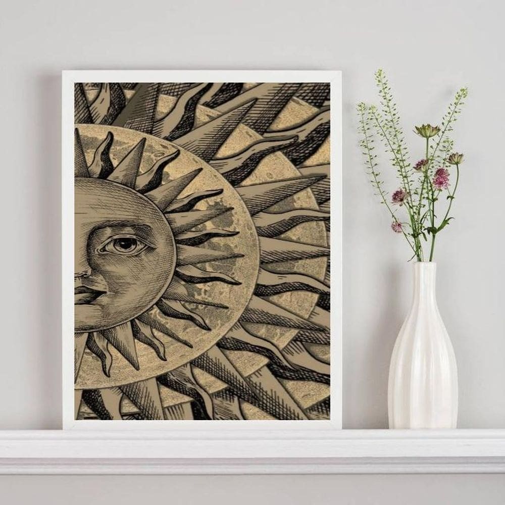 Quadro Decorativo Mistico Sol - Metade 33X24Cm