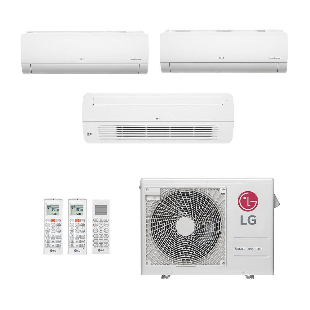 Ar-Condicionado Multi Split Inverter LG 24.000 (2x Evap HW 9.000 + 1x Evap Cassete 1 Via 18.000) Quente/Frio 220V