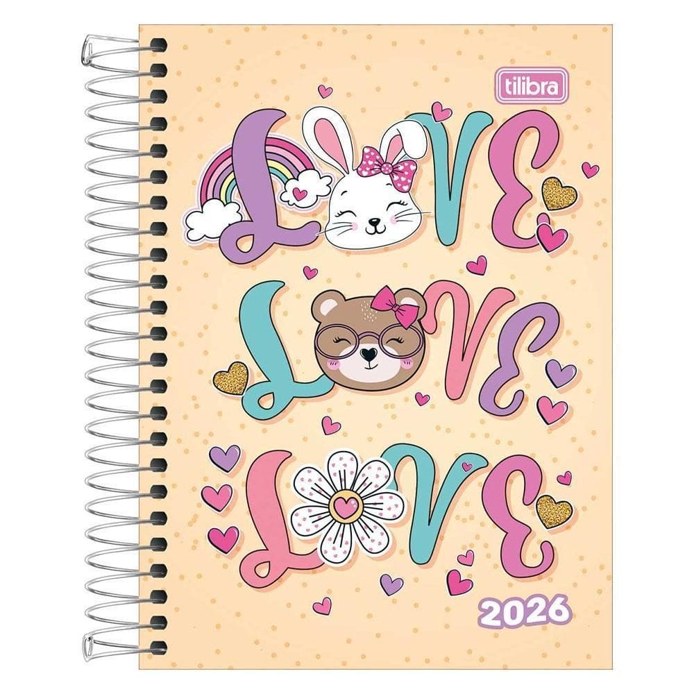 Agenda Diária 2026 Espiral M3 Spice Love Love Love Tilibra