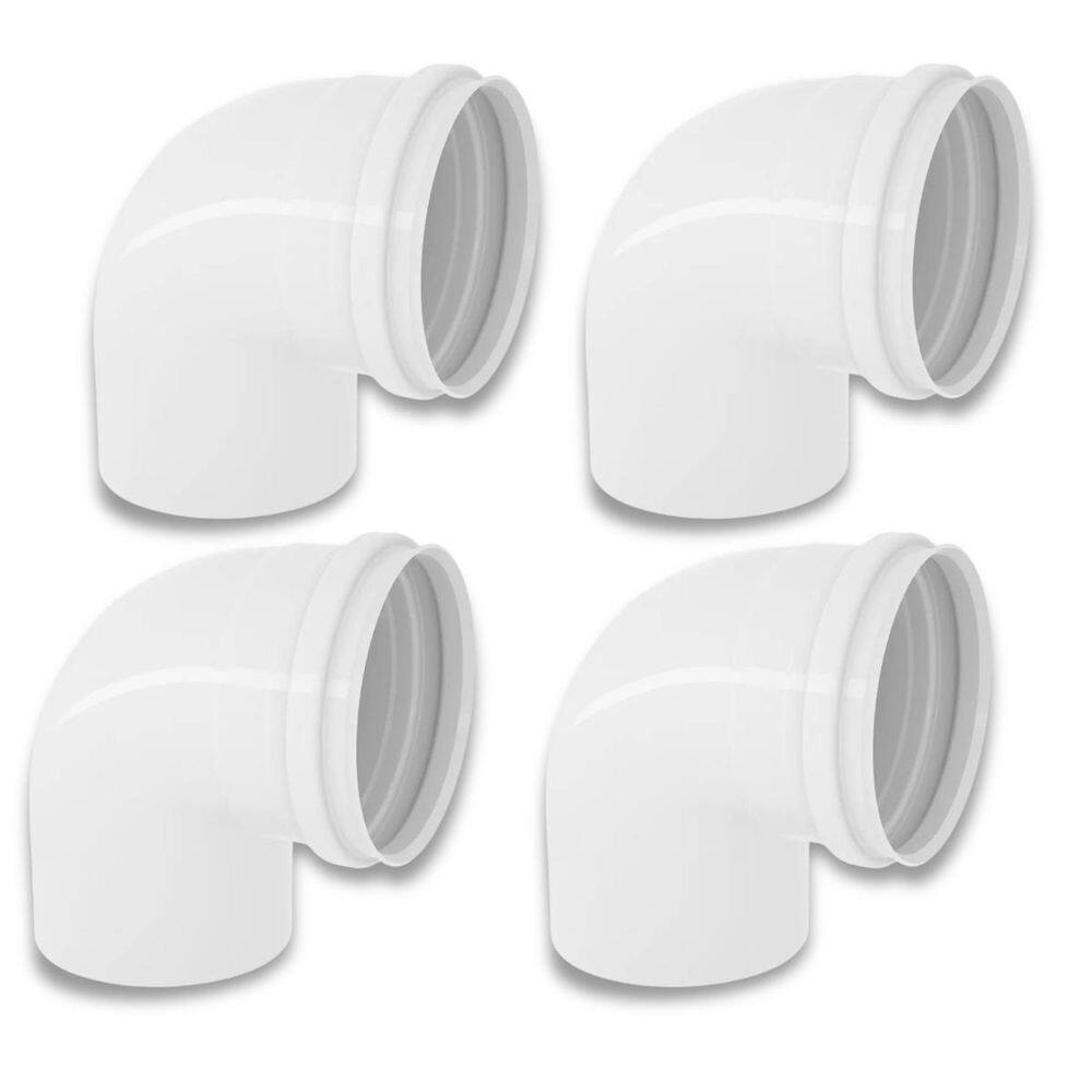 Kit 4 Cotovelos Joelho Esgoto Pvc 90 Graus Branco 100Mm