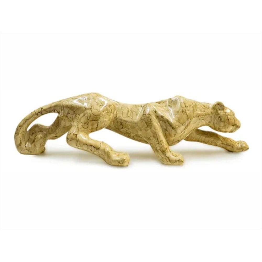 Pantera Italiana Marron Claro Cerâmica Estatua 61Cm