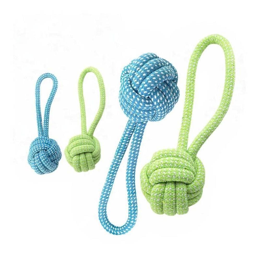Kit 06 Bola Mordedora Corda Cachorro Azul/Verde Pet Cães
