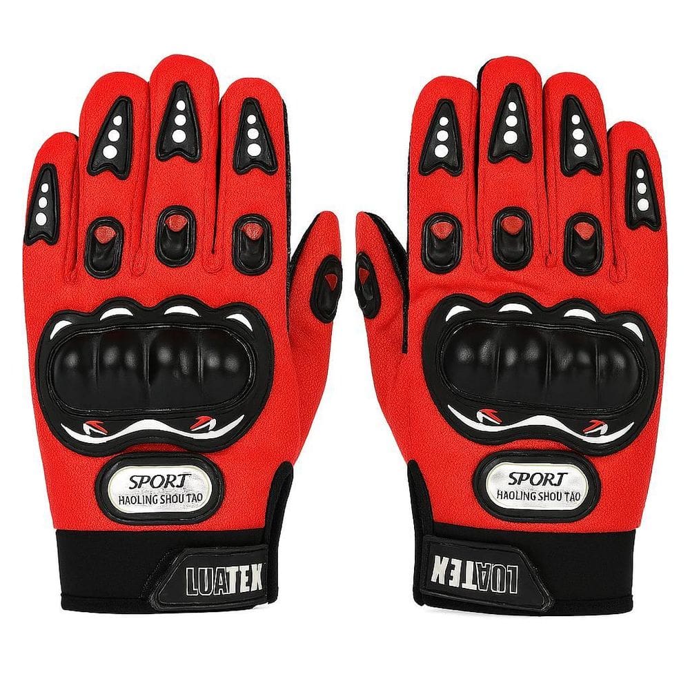 Luva De Proteção Motoqueiro Com Dedo Vermelha 3Xl