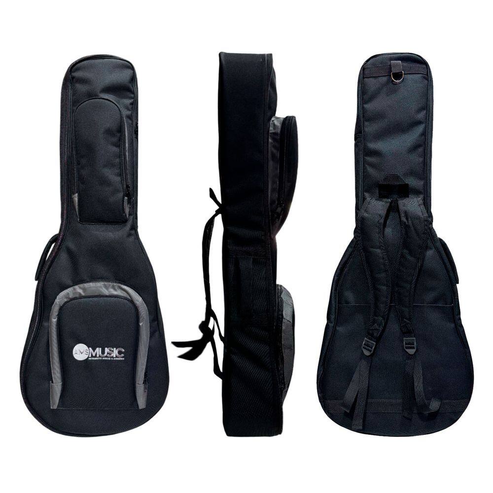 SEMI CASE RÍGIDO P/ VIOLÃO FOLK PRETO "AMS"