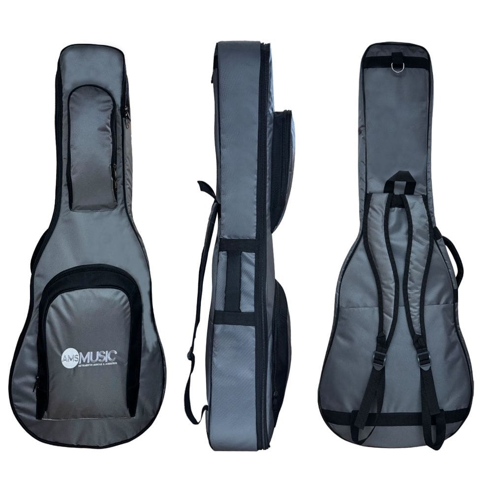 SEMI CASE RÍGIDO P/ VIOLÃO JUMBO CINZA "AMS"