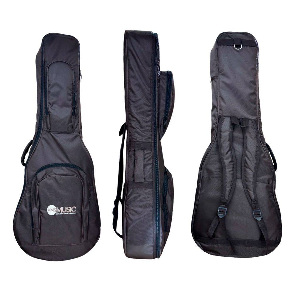 SEMI CASE RÍGIDO P/ VIOLÃO JUMBO MARROM "AMS"
