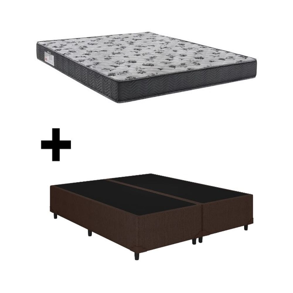 Cama Base Queen Bipartido Marrom Colchão ISO 100 D33 - Ortobom