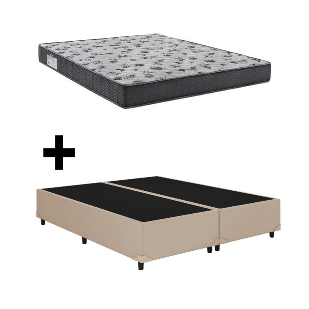 Cama Base Box Queen Bipartido Bege Colchão ISO 100 D33 - Ortobom