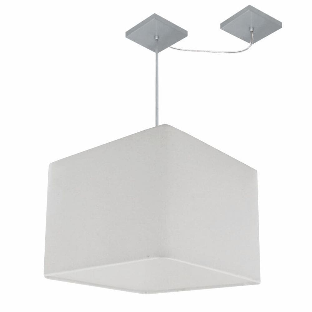 Lustre Pendente Quadrado Com Desvio de Centro Vivare Md-4269 Cúpula em Tecido 40x40cm - Bivolt