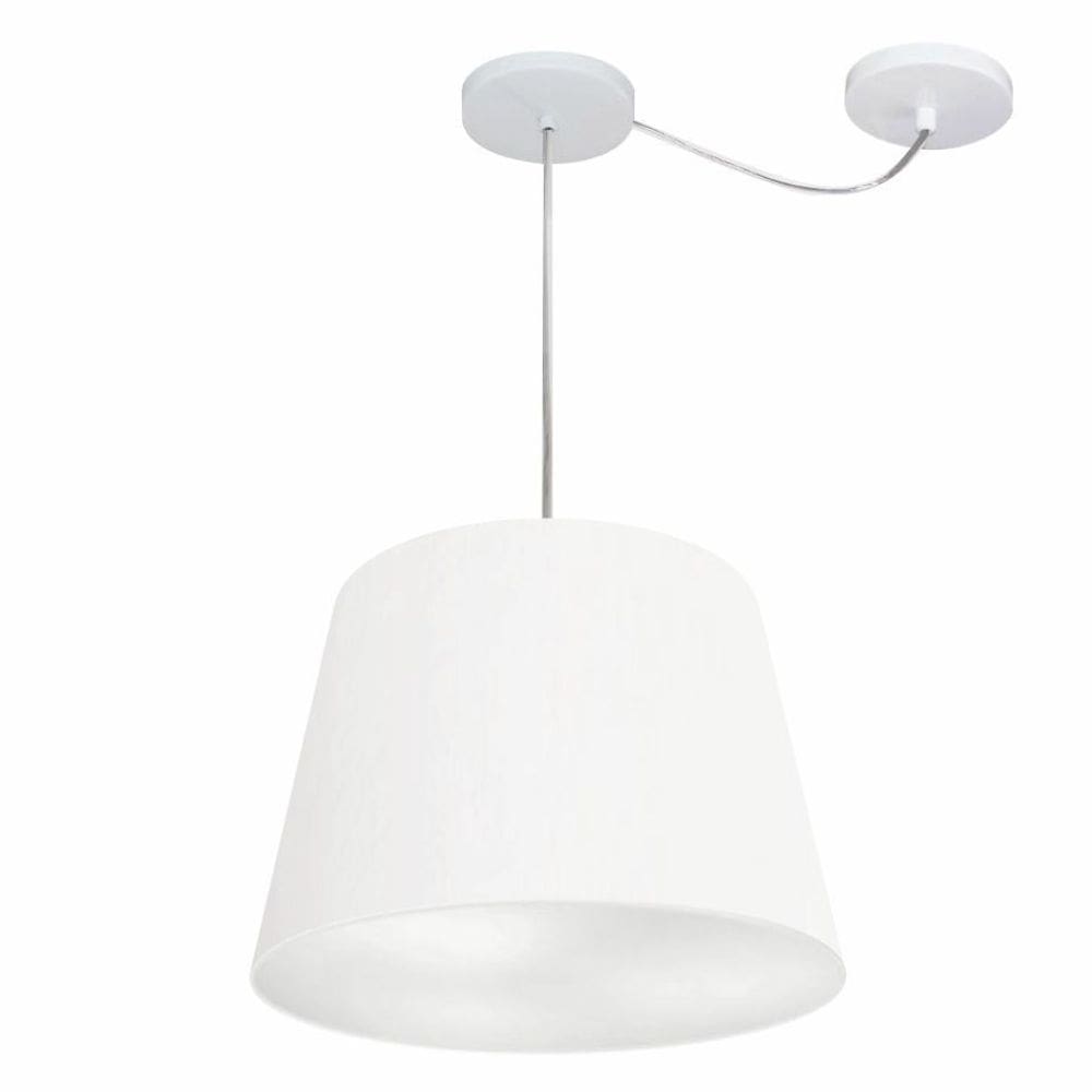 Lustre Pendente Cone Com Desvio de Centro Vivare Md-4280 Cúpula em Tecido 30x40cm - Bivolt