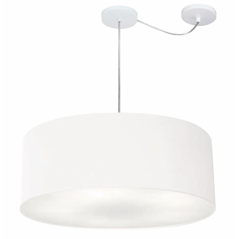 Lustre Pendente Cilíndrico Com Desvio de Centro Vivare Md-4266 Cúpula em Tecido 60x21cm - Bivolt