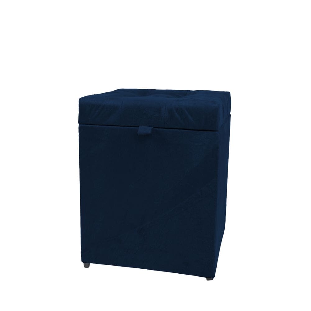 Puff Baú Quadrado 1 Lugar 36X36 Cm Azul Marinho